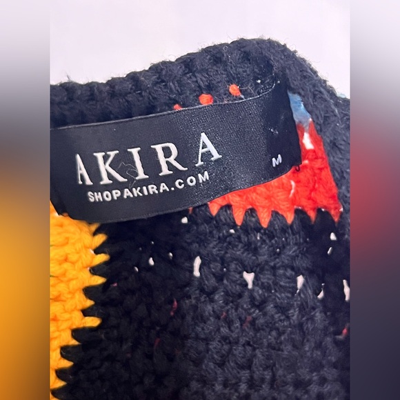 Akira Multicolored Crochet Sweeter Than Honey Halter Neck Mini Dress Cotton M - Picture 4 of 9